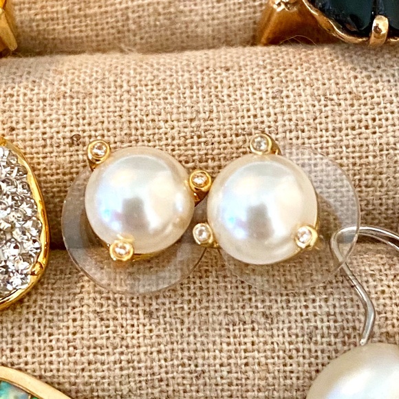Kate Spade Gold Faux Pearl and Diamond earrings